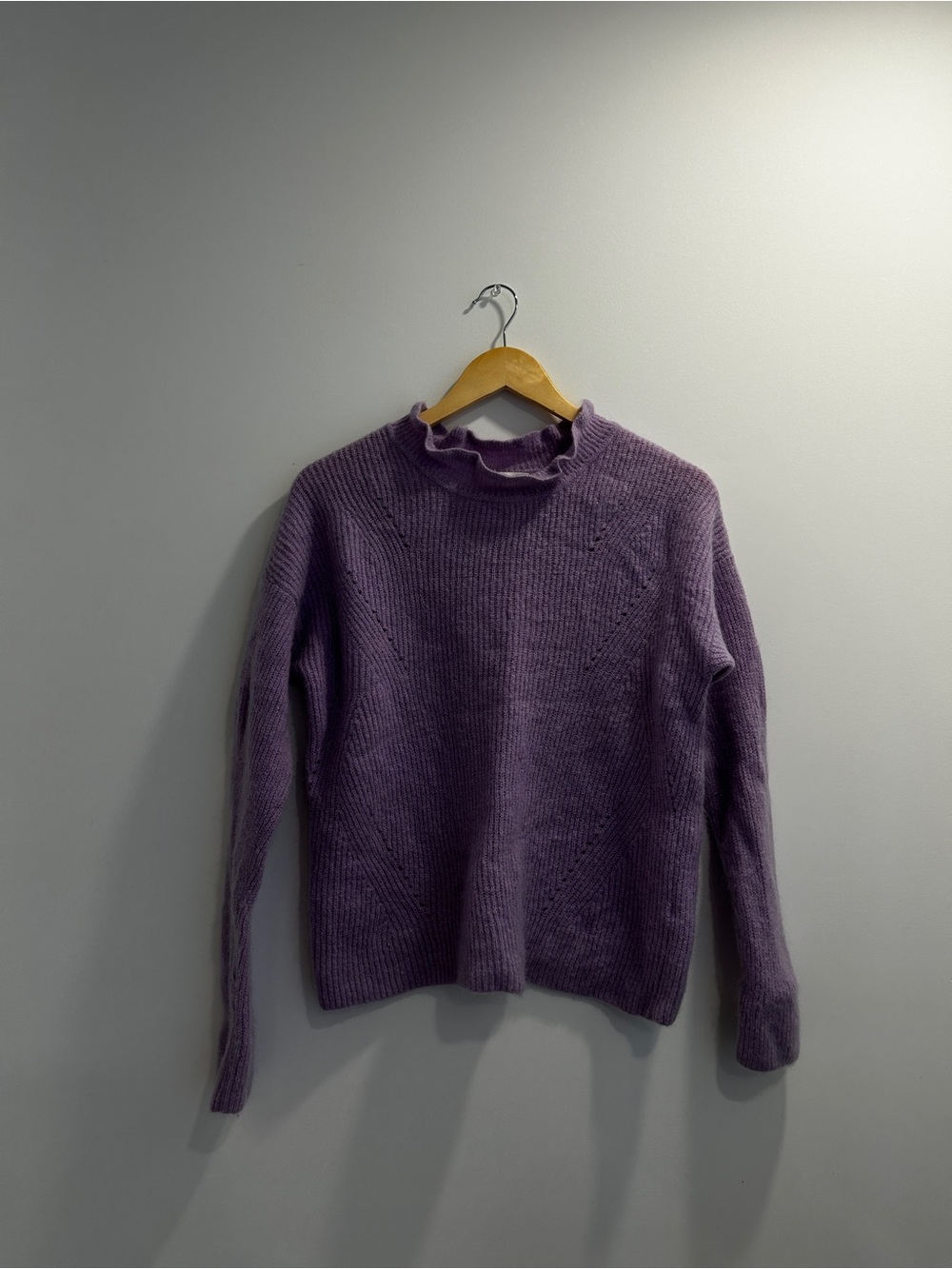 Mohair Purple Ruffle Neck Women’s Sweater